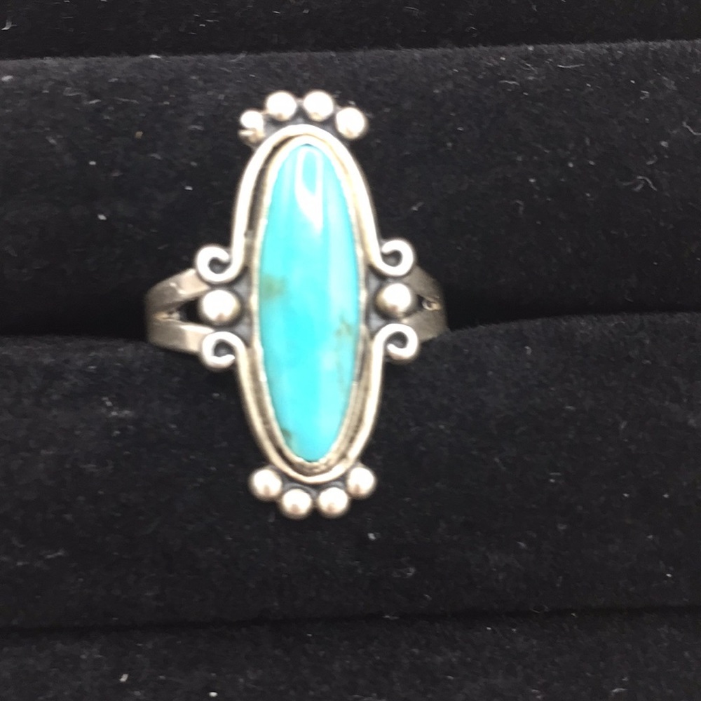 Sterling Silver And Turquoise Ring Size 6